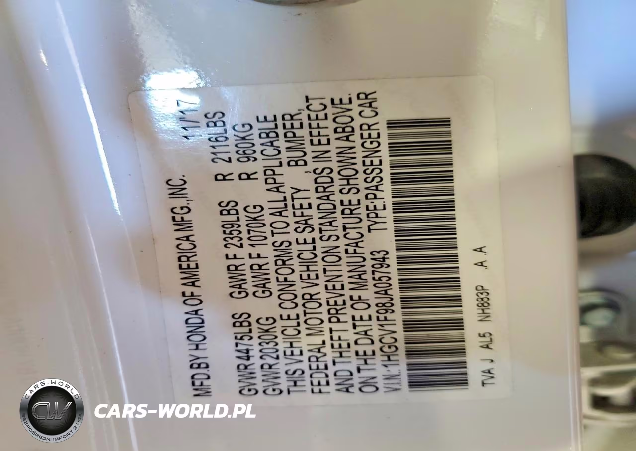 2018 Honda Accord Touring VIN:1HGCV1F98JA057943 - 12