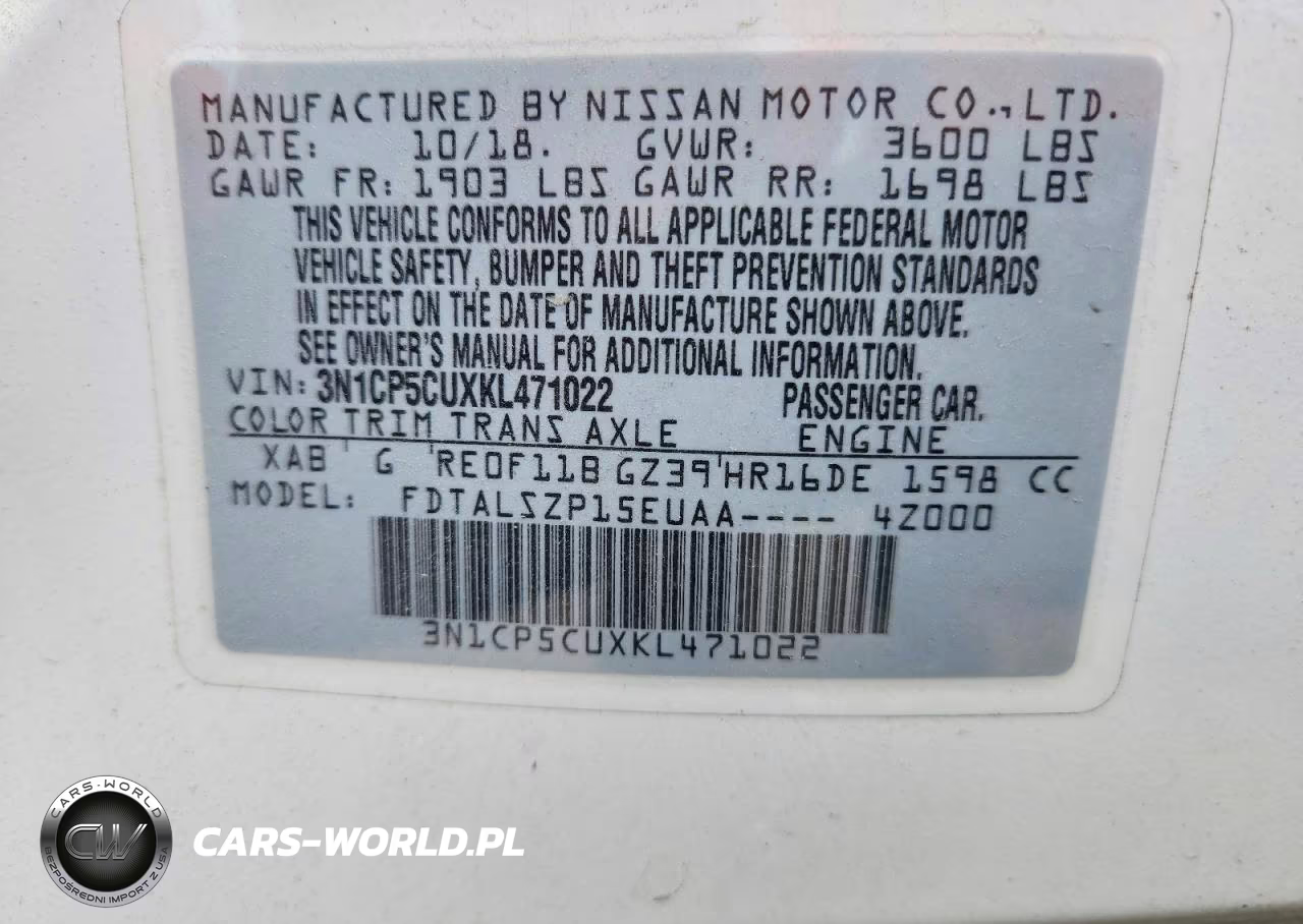 2019 Nissan Kicks S VIN:3N1CP5CUXKL471022 - 12