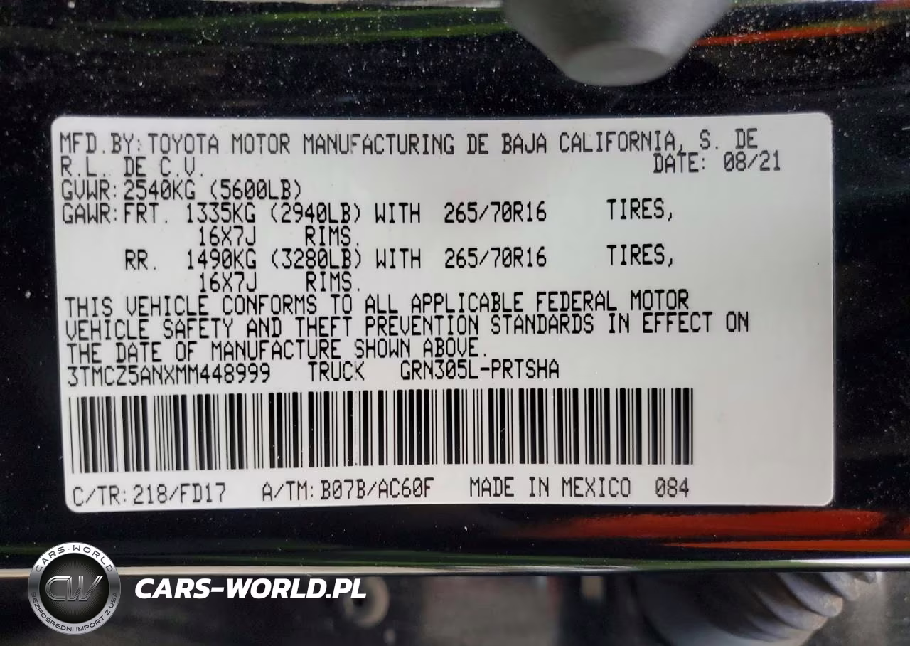 2021 Toyota Tacoma Trd Off-Road VIN:3TMCZ5ANXMM448999 - 12
