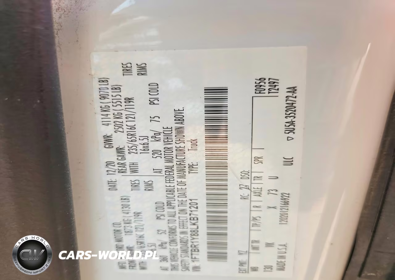 2020 Ford Transit T-250 VIN:1FTBR1Y88LKB71201 - 13