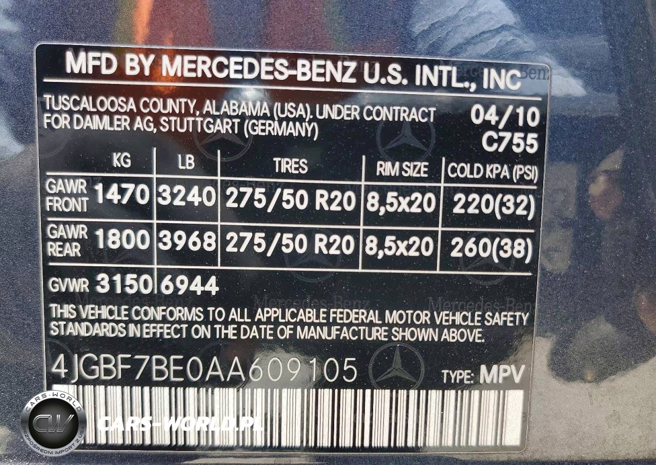 2010 Mercedes-Benz Gl 450 4Matic VIN:4JGBF7BE0AA609105 - 13
