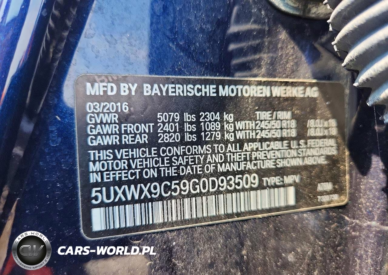 2016 BMW X3 xDrive28I VIN:5UXWX9C59G0D93509 - 13