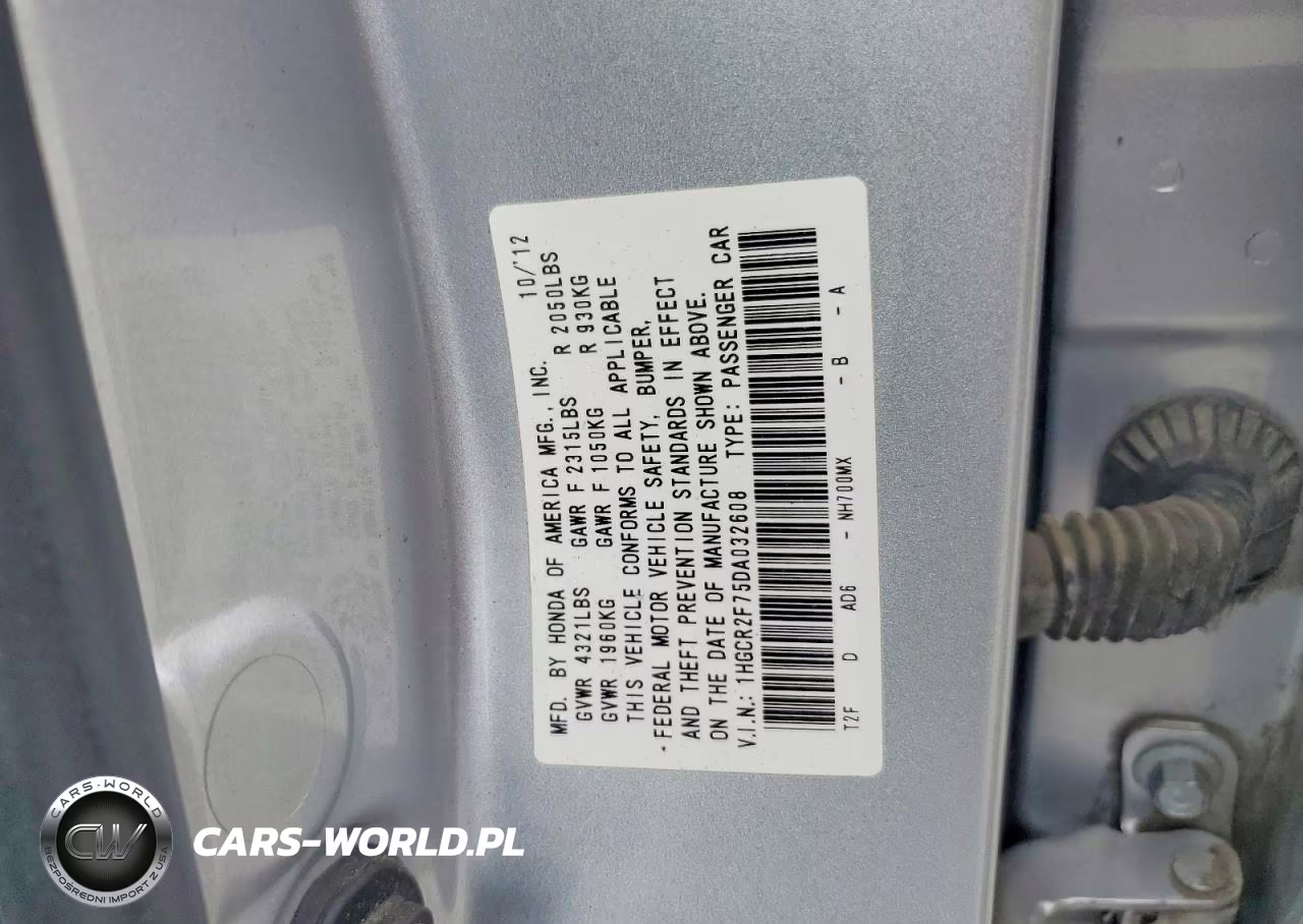 2013 Honda Accord Ex VIN:1HGCR2F75DA032608 - 13