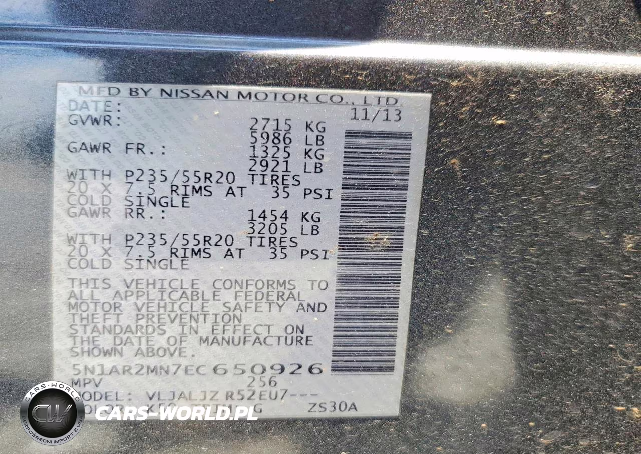 2014 Nissan Pathfinder Platinum VIN:5N1AR2MN7EC650926 - 13