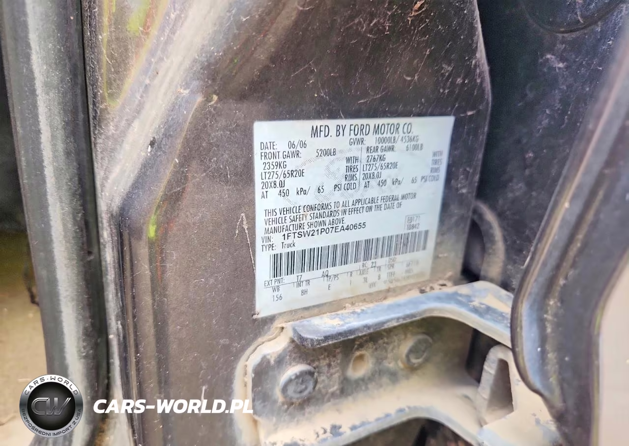 2007 Ford F250 Super Duty VIN:1FTSW21P07EA40655 - 12