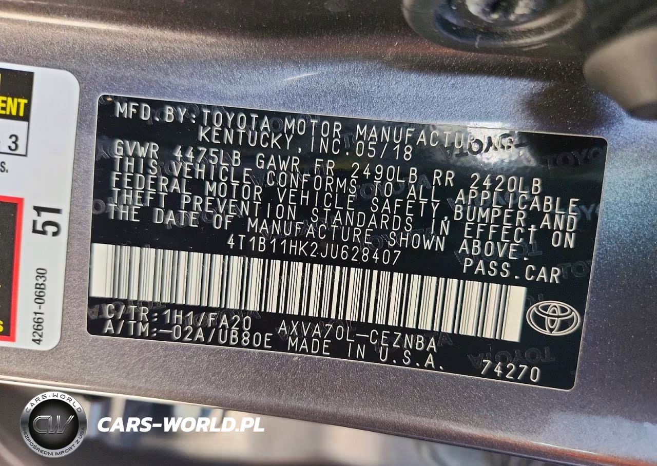 2018 Toyota Camry Le VIN:4T1B11HK2JU628407 - 12