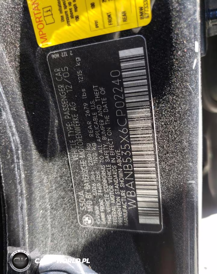 2006 BMW 550 I VIN:WBANB535X6CP02240 - 12