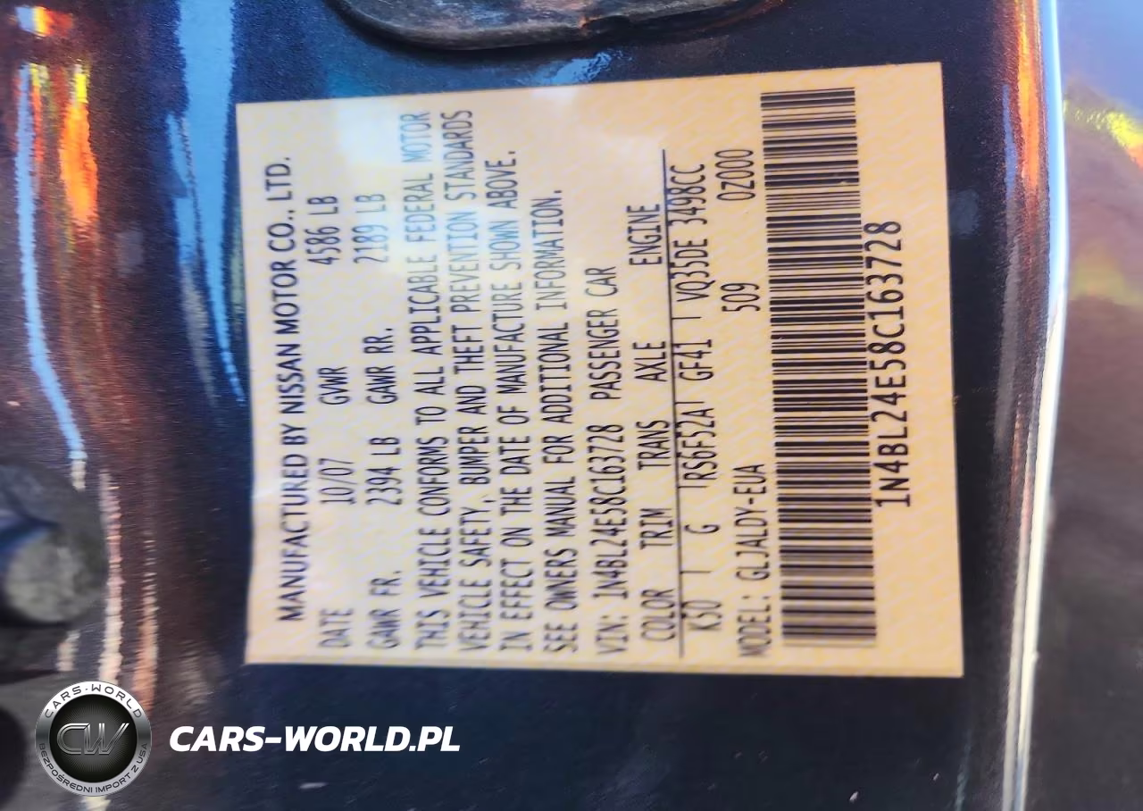 2008 Nissan Altima 3.5Se VIN:1N4BL24E58C163728 - 12