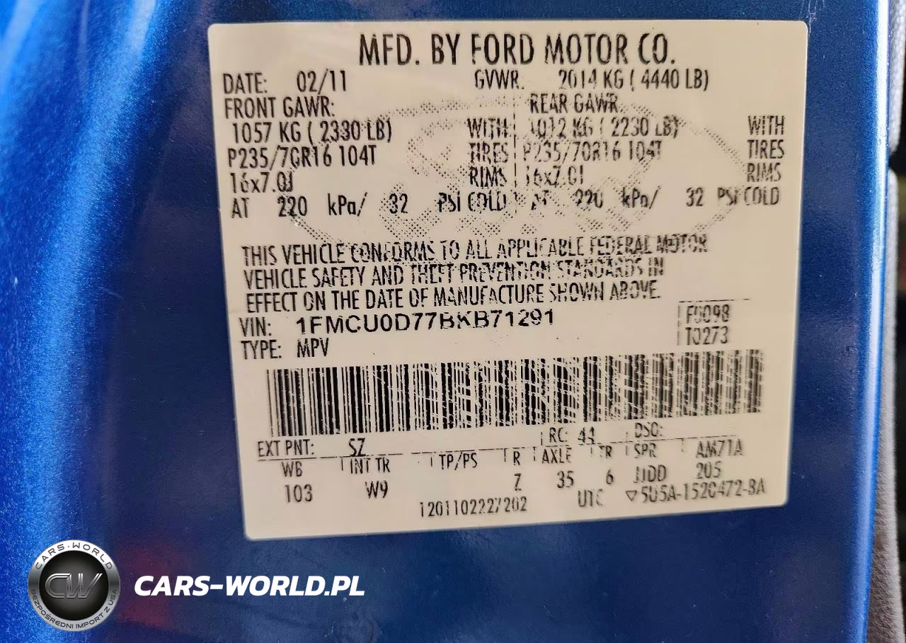 2011 Ford Escape Xlt VIN:1FMCU0D77BKB71291 - 13