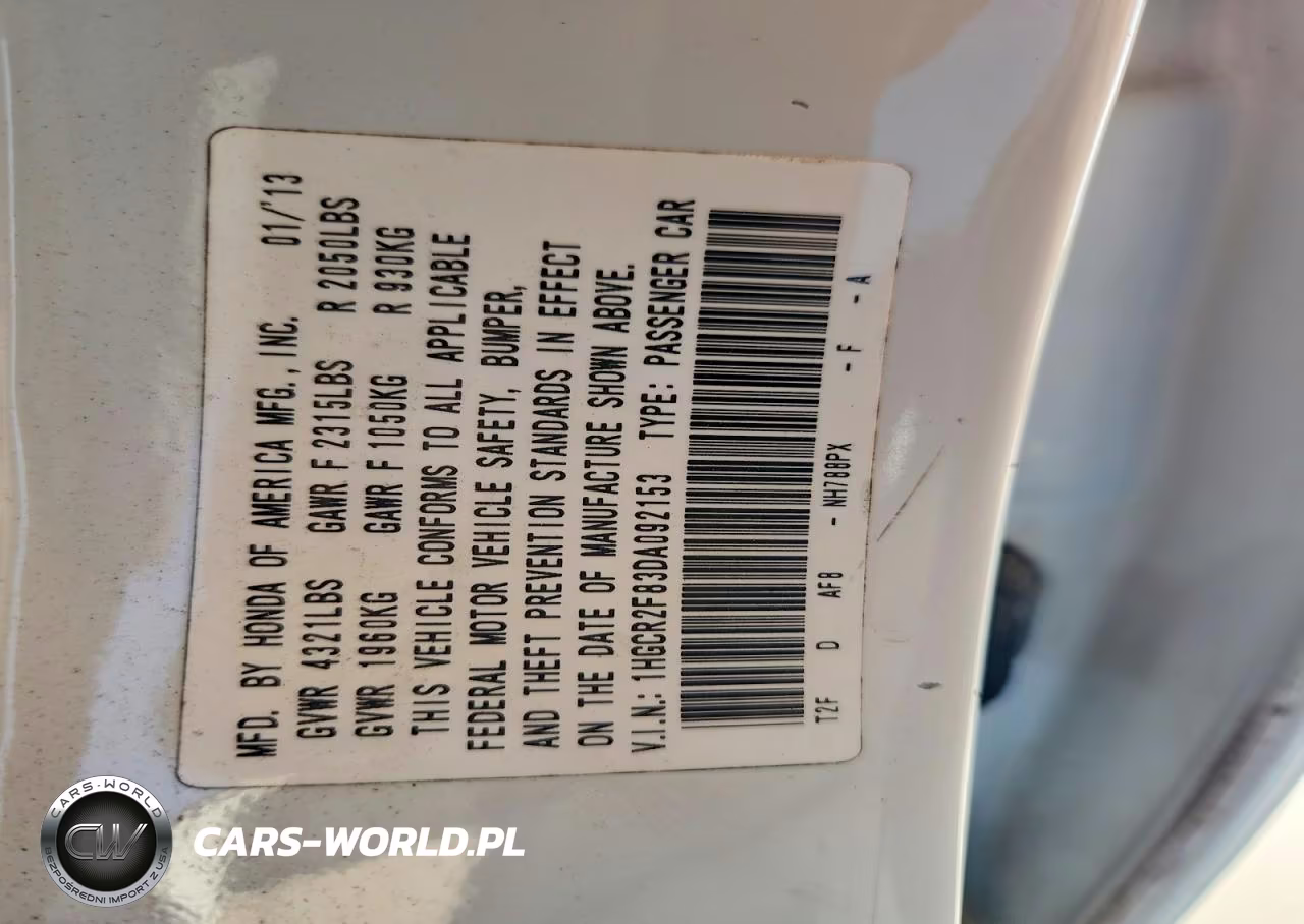 2013 HONDA ACCORD EXL VIN:1HGCR2F83DA092153 - 12
