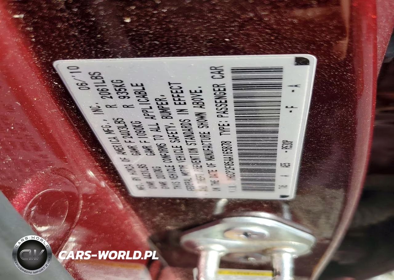 2010 Honda Accord Exl VIN:1HGCP2F85AA165878 - 12
