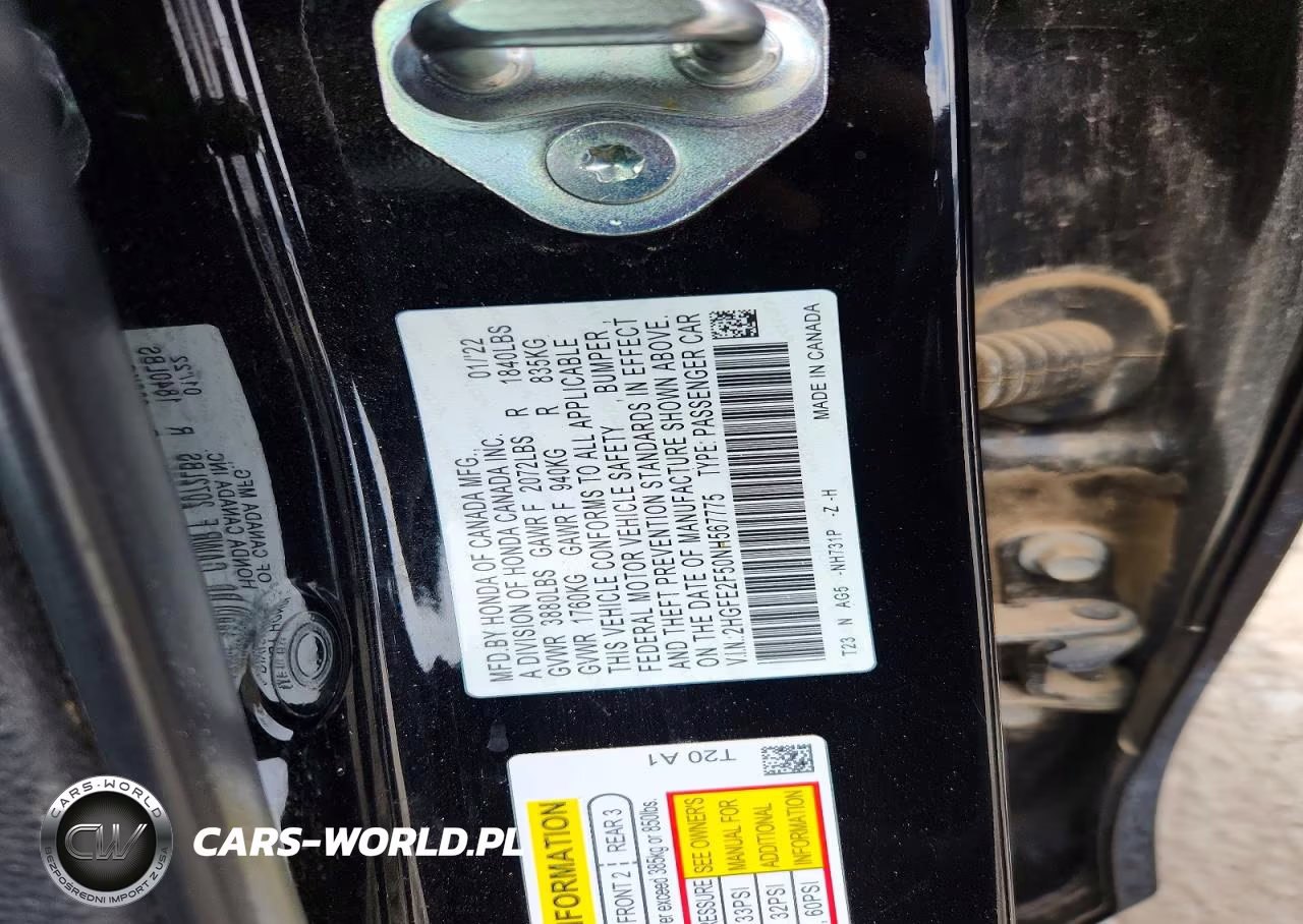 HONDA CIVIC SPOR VIN:2HGFE2F50NH567775 - 12