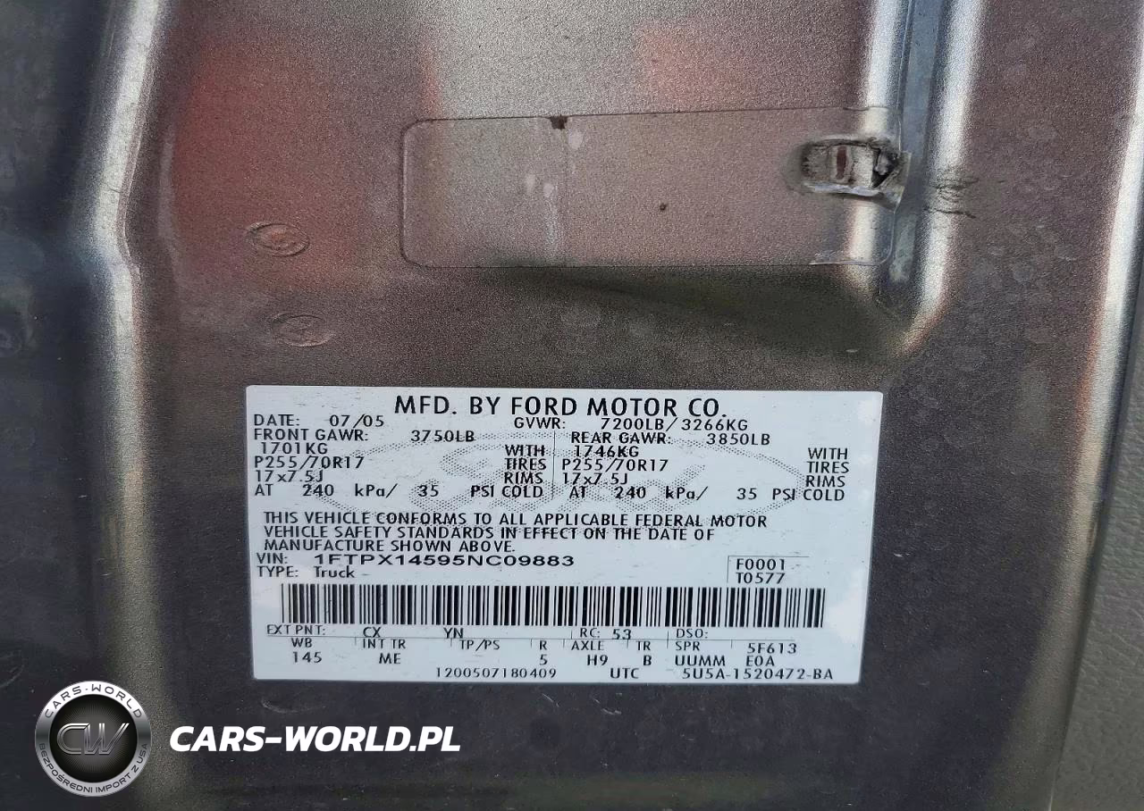 2005 Ford F150 VIN:1FTPX14595NC09883 - 12