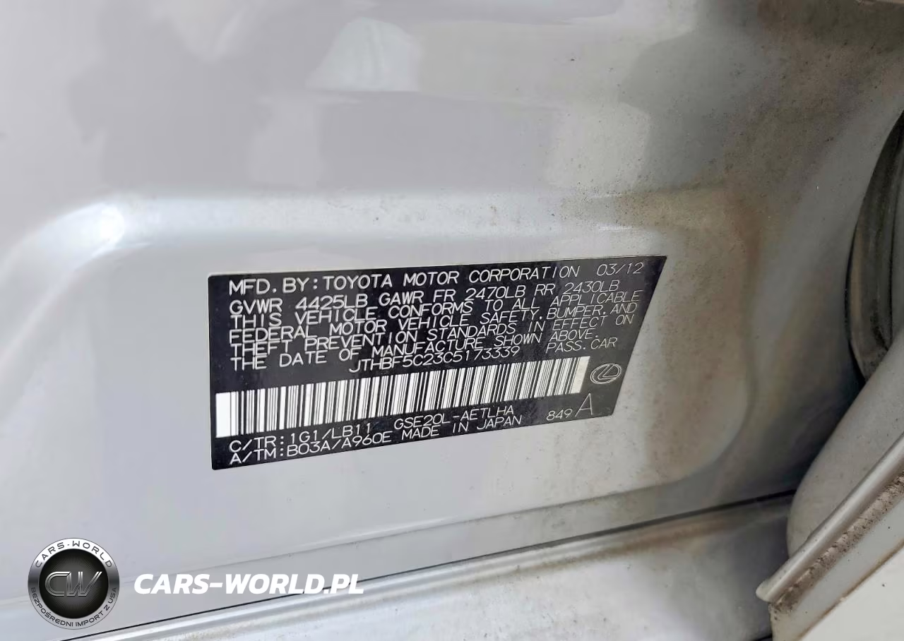 2012 Lexus Is 250 VIN:JTHBF5C23C5173339 - 12