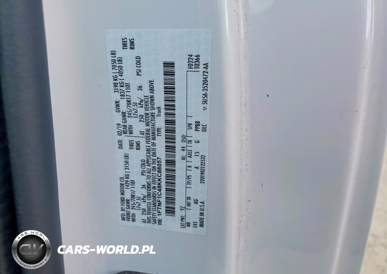 2019 Ford F150 VIN:1FTNF1C48KKC88057 - 12