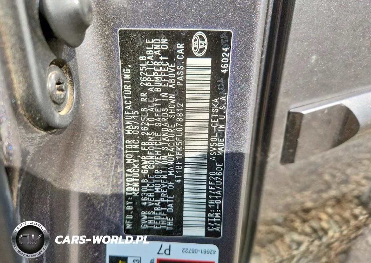 2015 Toyota Camry Se VIN:4T1BF1FK5FU078812 - 12