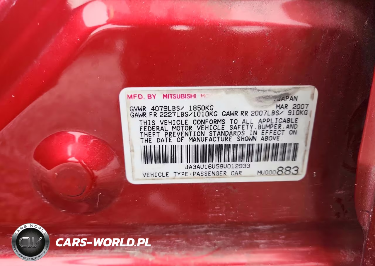 2008 Mitsubishi Lancer De VIN:JA3AU16U58U012933 - 12
