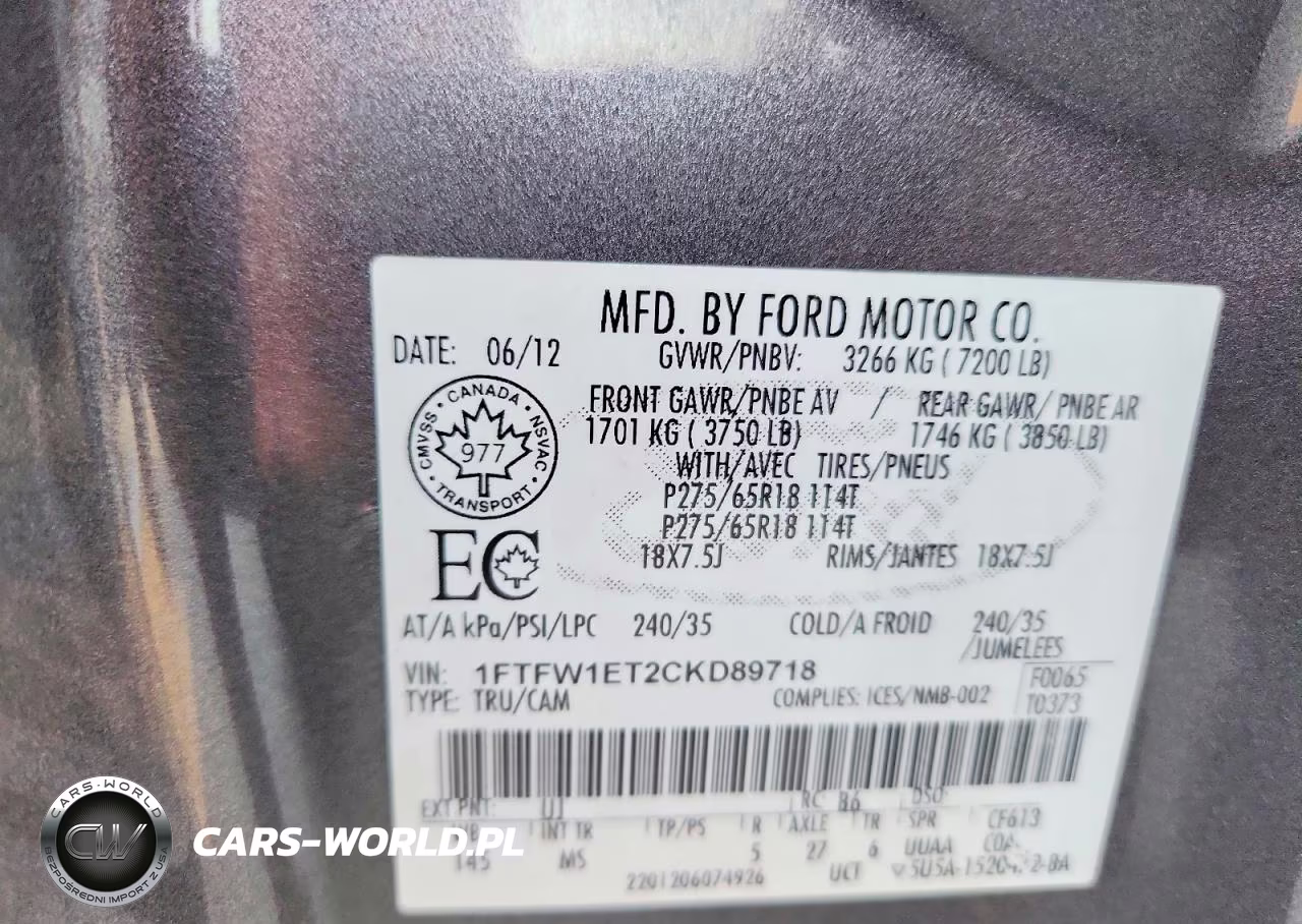 2012 Ford F150 Supercrew VIN:1FTFW1ET2CKD89718 - 12