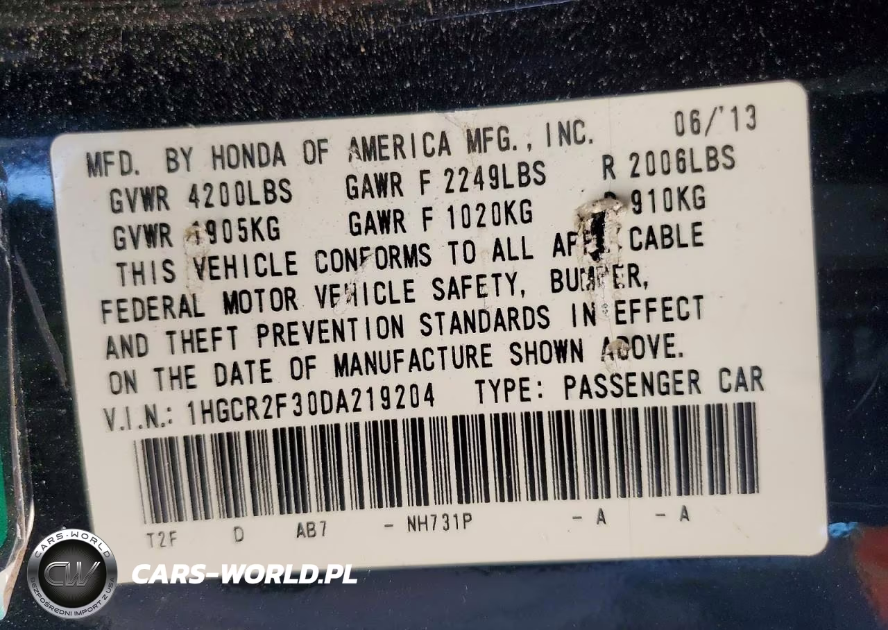 2013 Honda Accord Lx VIN:1HGCR2F30DA219204 - 13