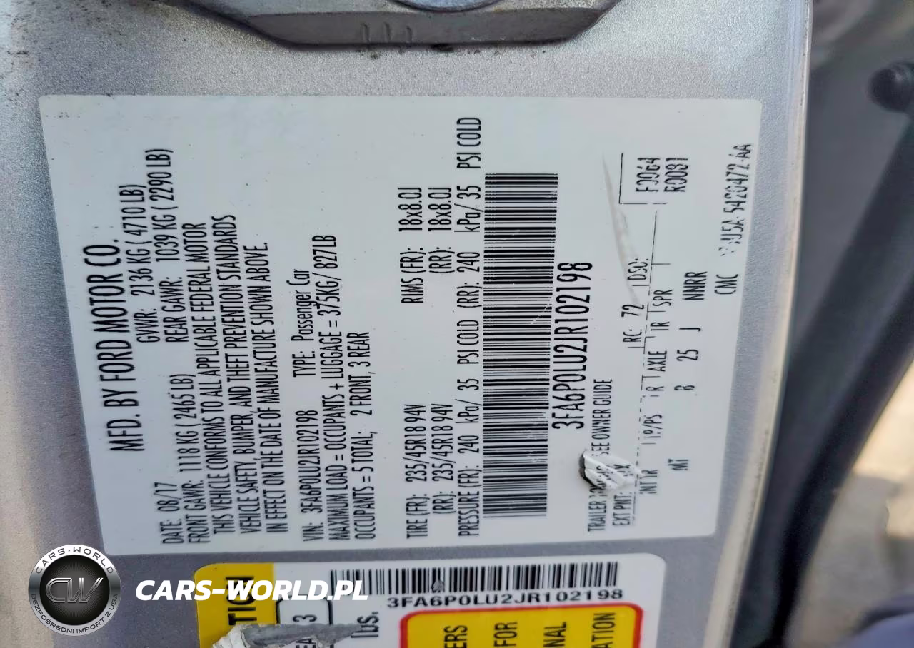 2018 Ford Fusion Se Hybrid VIN:3FA6P0LU2JR102198 - 12
