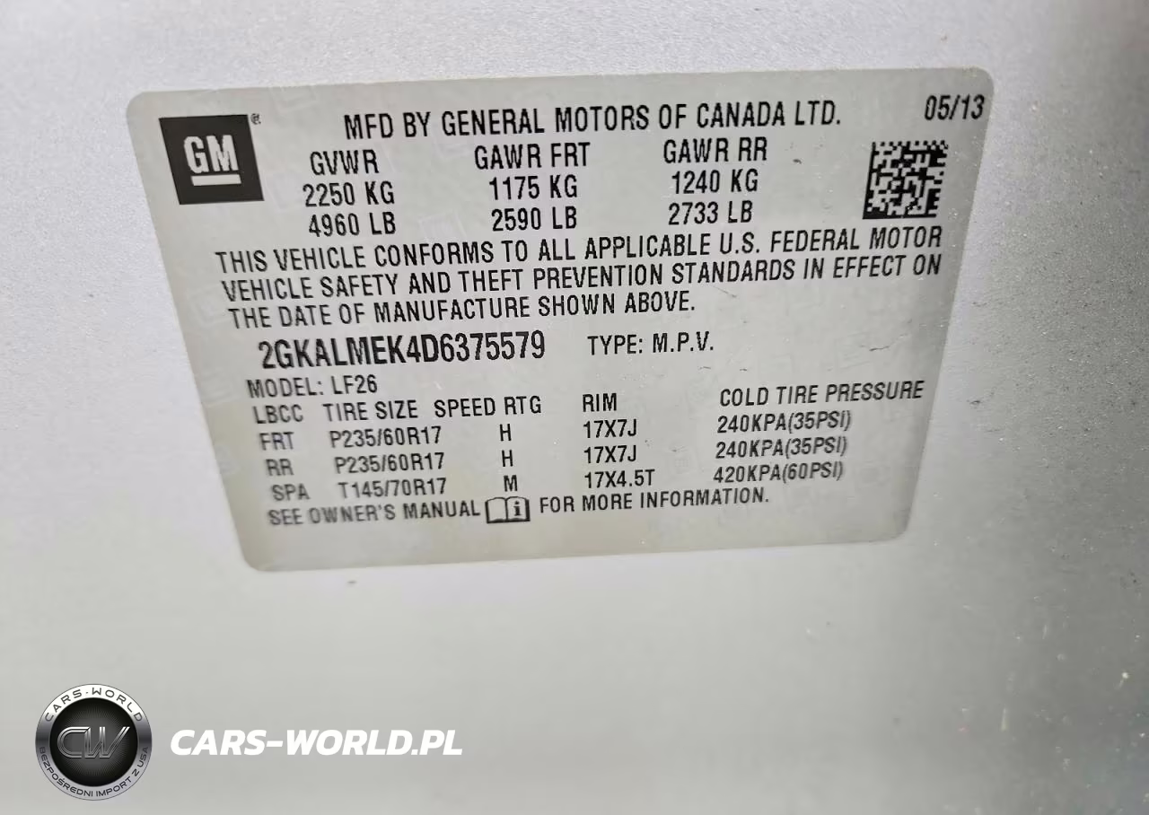2013 GMC Terrain Sle VIN:2GKALMEK4D6375579 - 13
