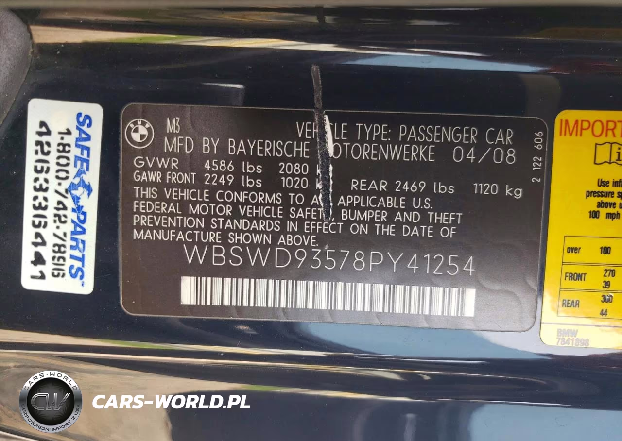 2008 BMW M3 VIN:WBSWD93578PY41254 - 12