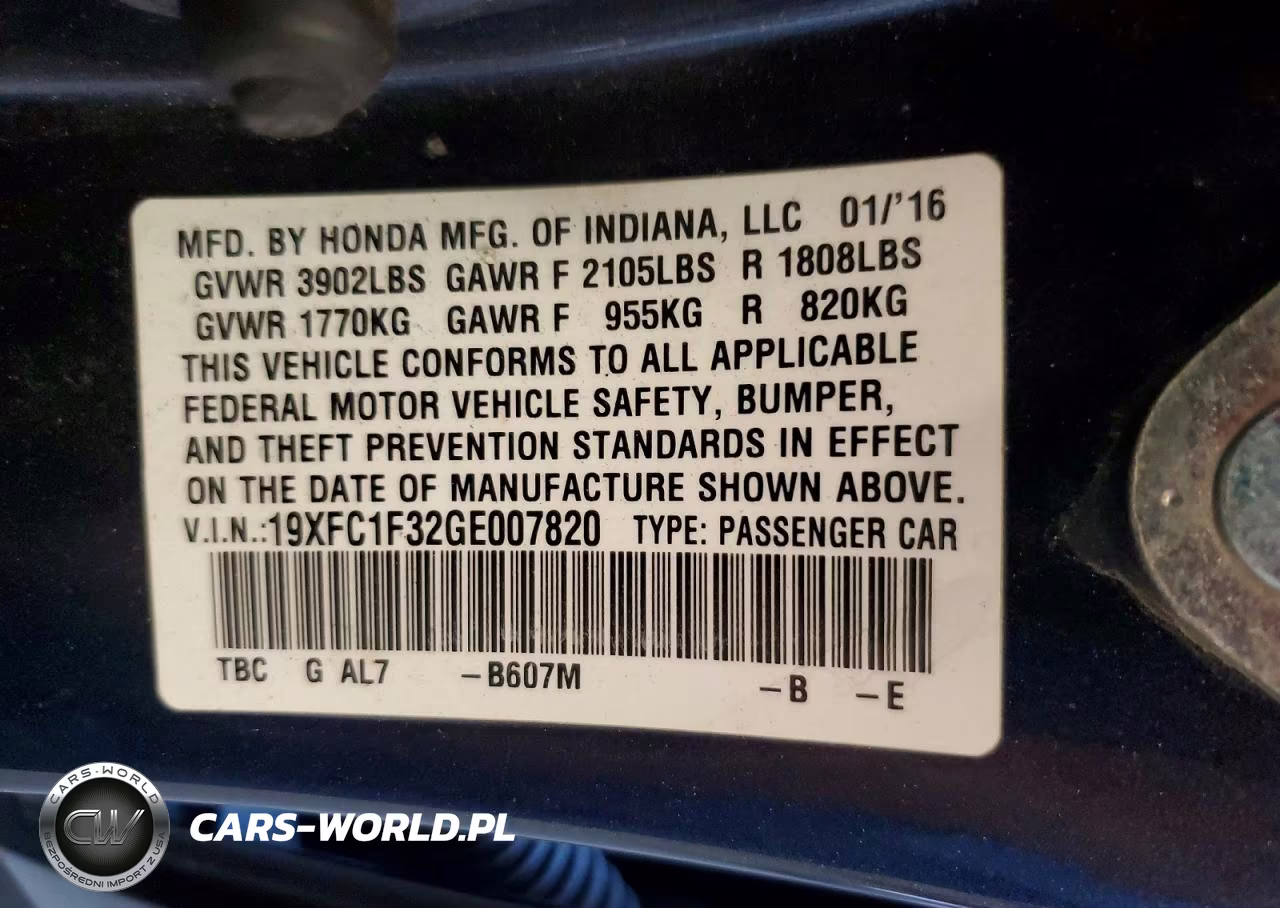 2016 Honda Civic Ex VIN:19XFC1F32GE007820 - 13