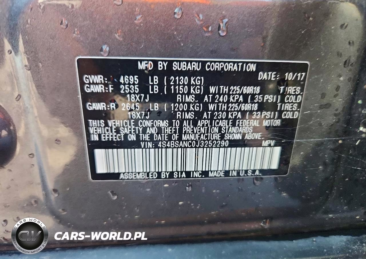 2018 Subaru Outback 2.5I Limited VIN:4S4BSANC0J3252290 - 13