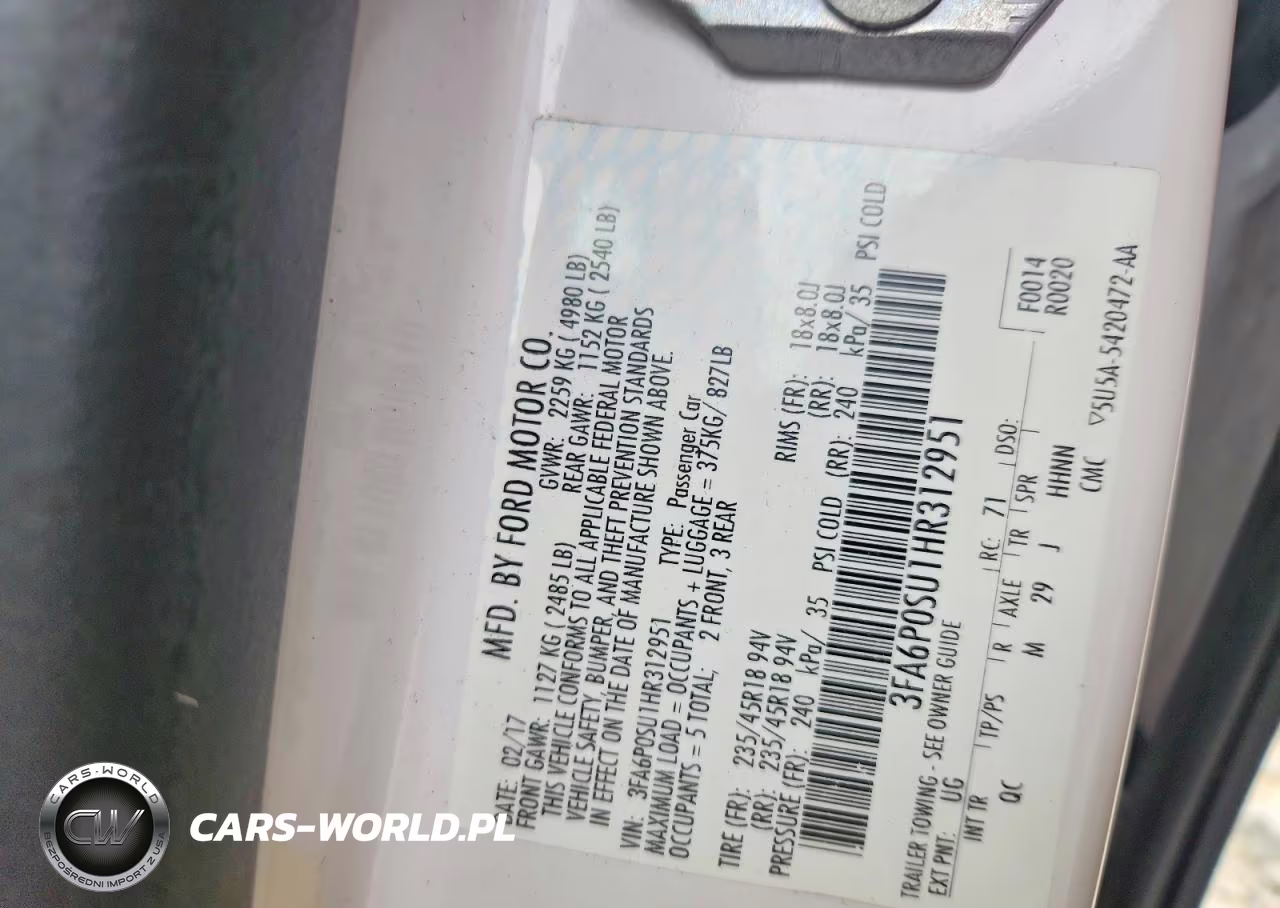 2017 Ford Fusion Titanium Phev VIN:3FA6P0SU1HR312951 - 12