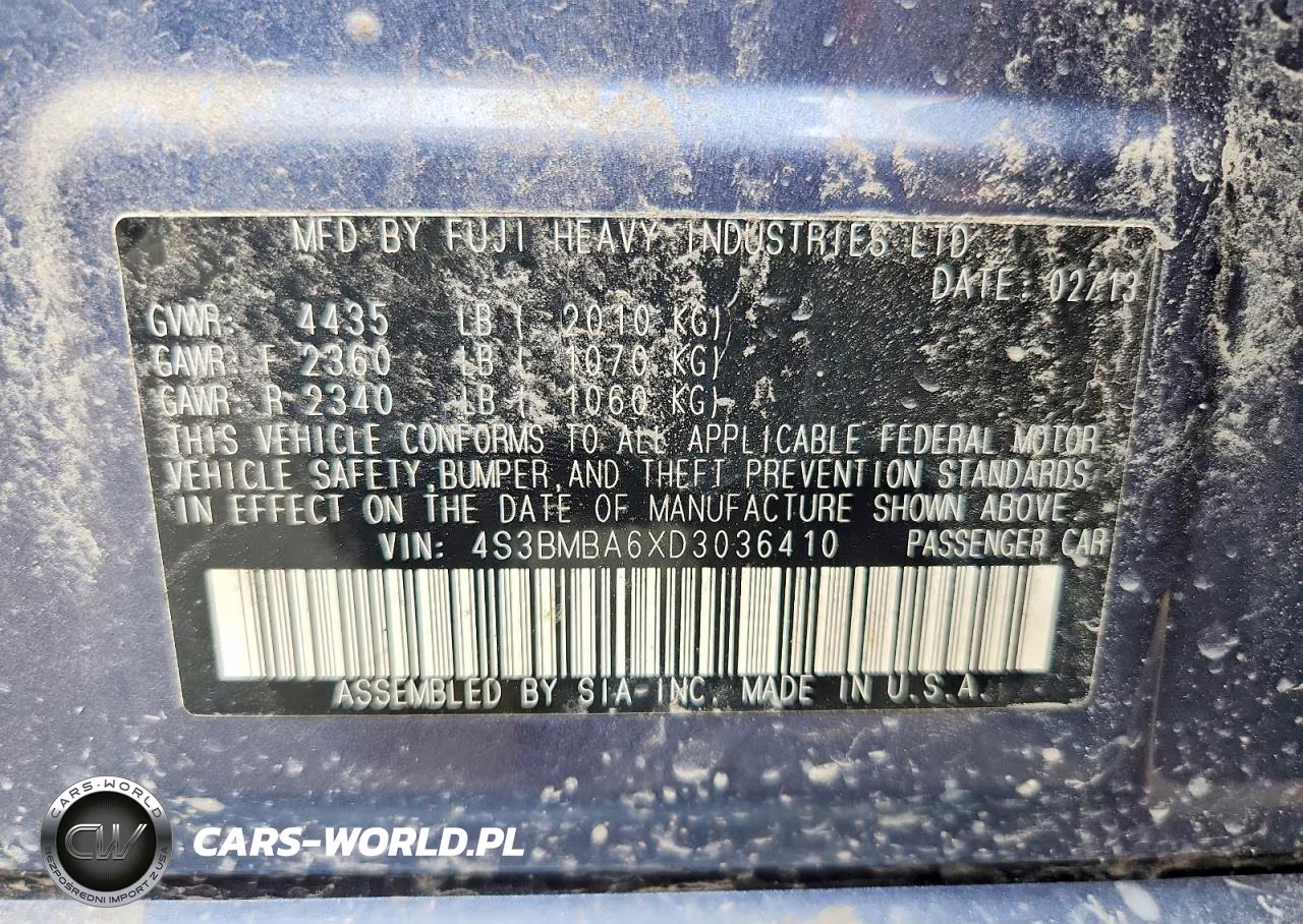 2013 Subaru Legacy 2.5I VIN:4S3BMBA6XD3036410 - 12