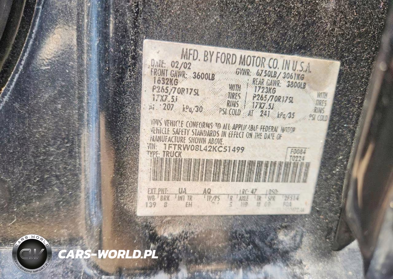 2002 Ford F150 Supercrew VIN:1FTRW08L42KC51499 - 12