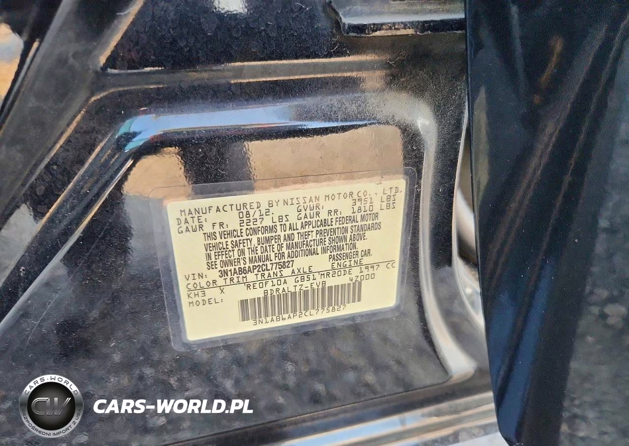 2012 Nissan Sentra 2.0 VIN:3N1AB6AP2CL775827 - 12