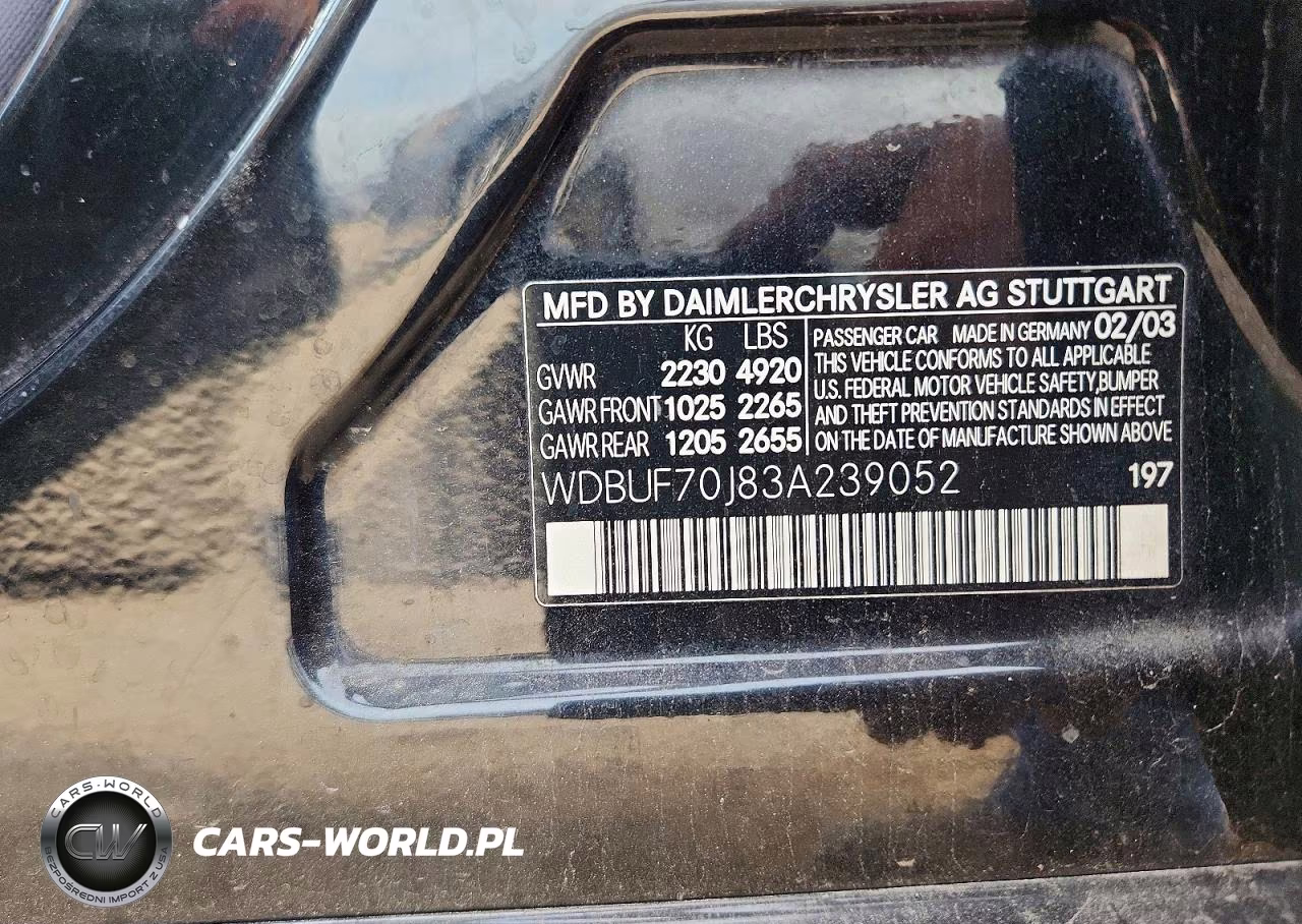 2003 Mercedes-Benz E 500 VIN:WDBUF70J83A239052 - 12