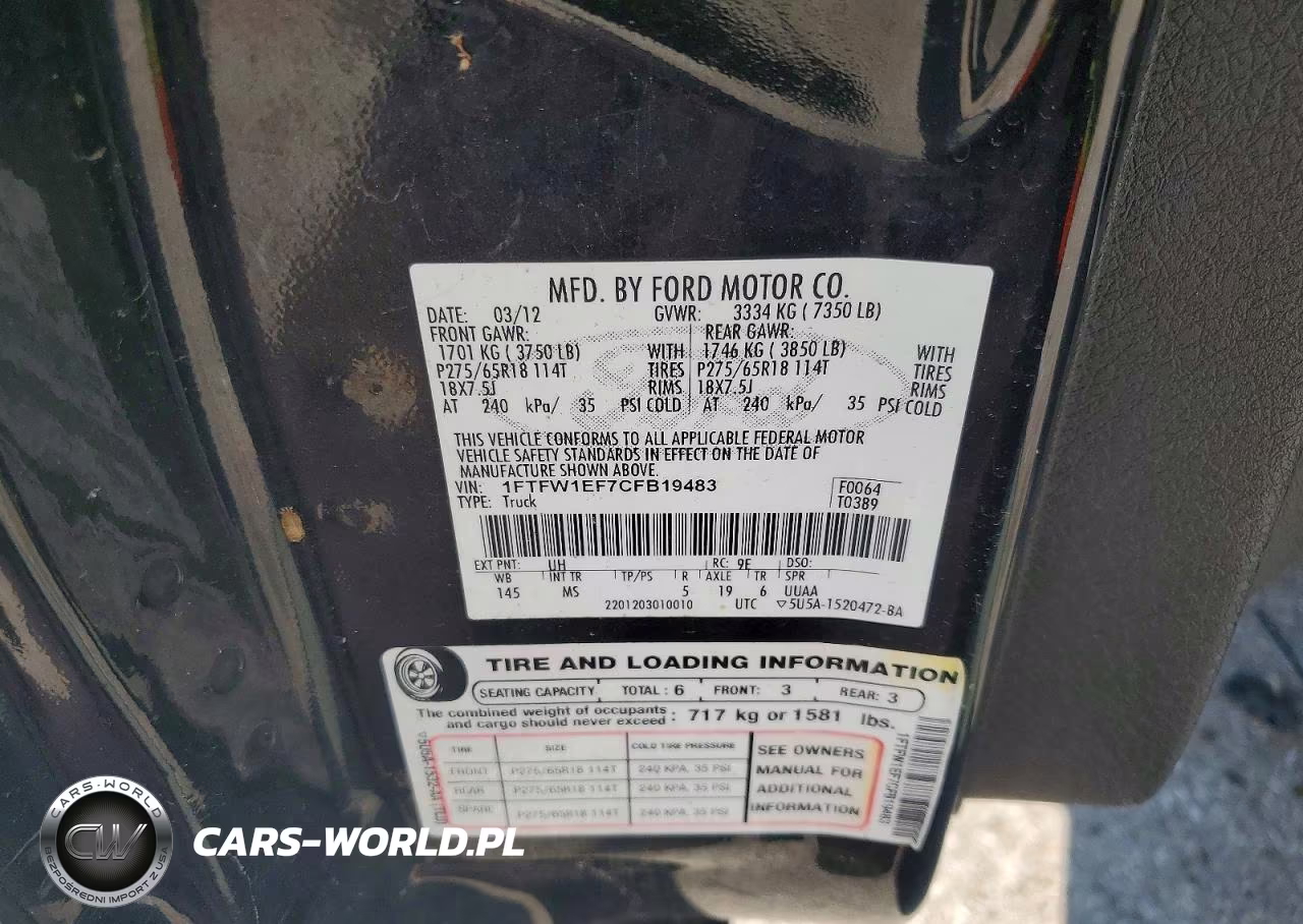 2012 Ford F150 Supercrew VIN:1FTFW1EF7CFB19483 - 12