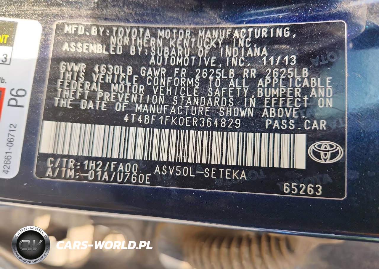 2014 Toyota Camry L VIN:4T4BF1FK0ER364829 - 12