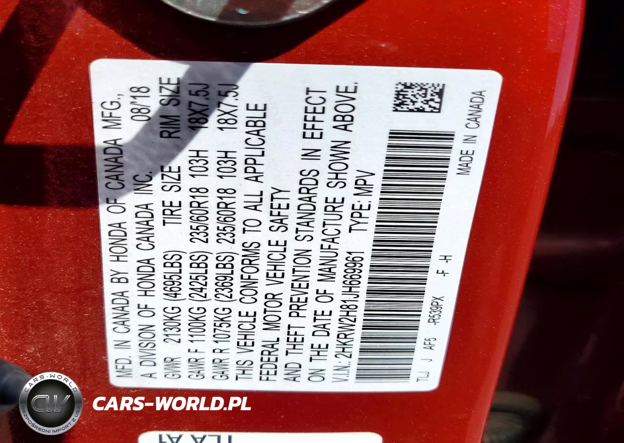 2018 Honda Cr-V Exl VIN:2HKRW2H81JH669961 - 14