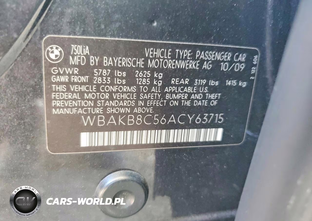 2010 BMW 750 Li VIN:WBAKB8C56ACY63715 - 12