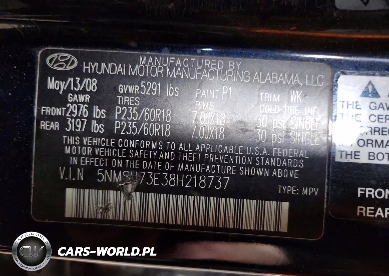2008 Hyundai Santa Fe Se VIN:5NMSH73E38H218737 - 13