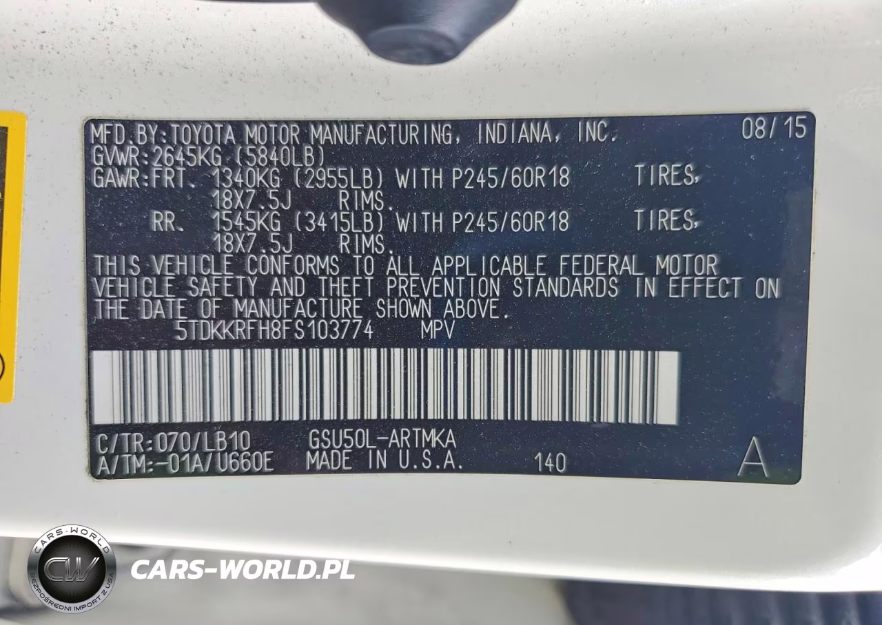2015 Toyota Highlander Xle VIN:5TDKKRFH8FS103774 - 13