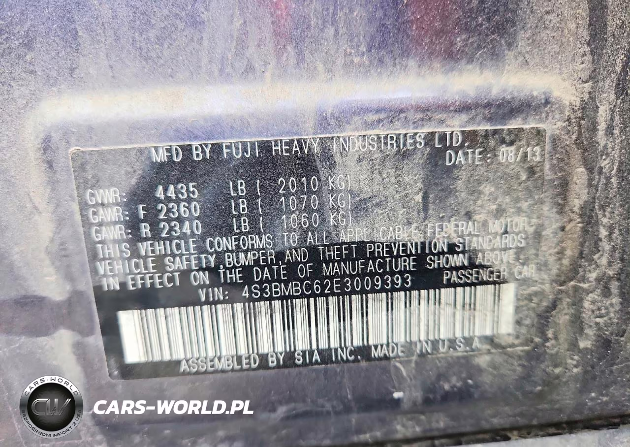 2014 Subaru Legacy 2.5I Premium VIN:4S3BMBC62E3009393 - 12