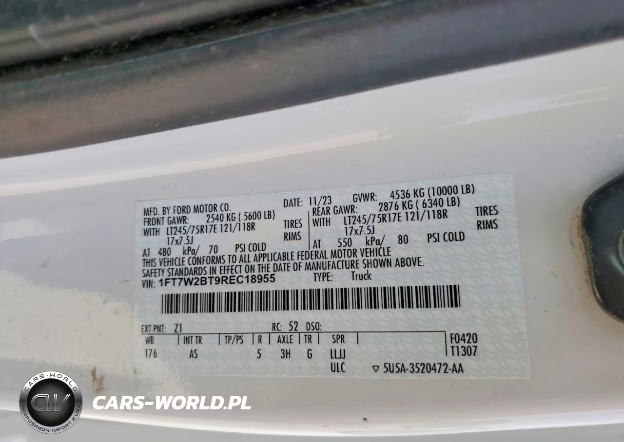2024 Ford F250 Super Duty VIN:1FT7W2BT9REC18955 - 12