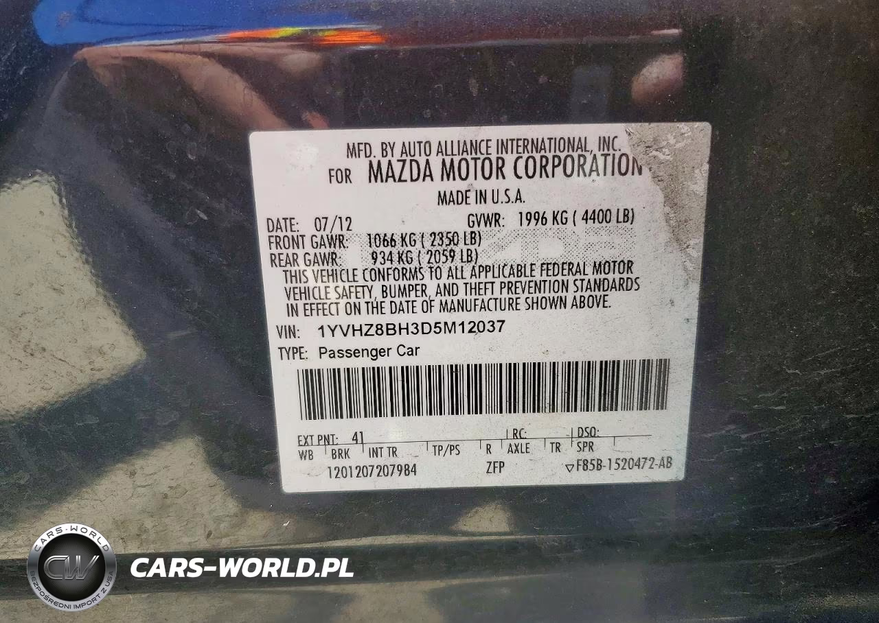 2013 Mazda 6 Sport VIN:1YVHZ8BH3D5M12037 - 12