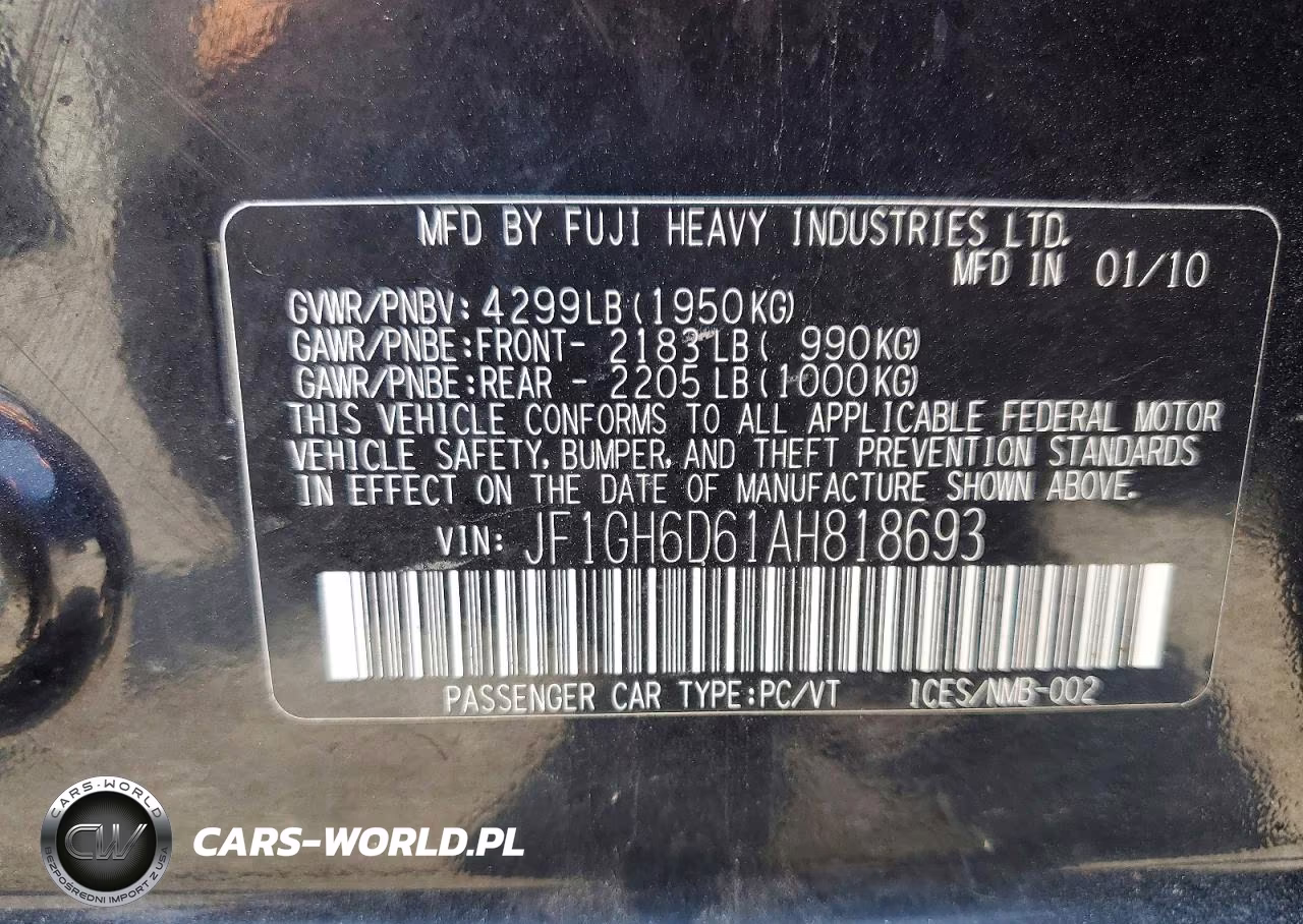 2010 Subaru Impreza Outback Sport VIN:JF1GH6D61AH818693 - 12