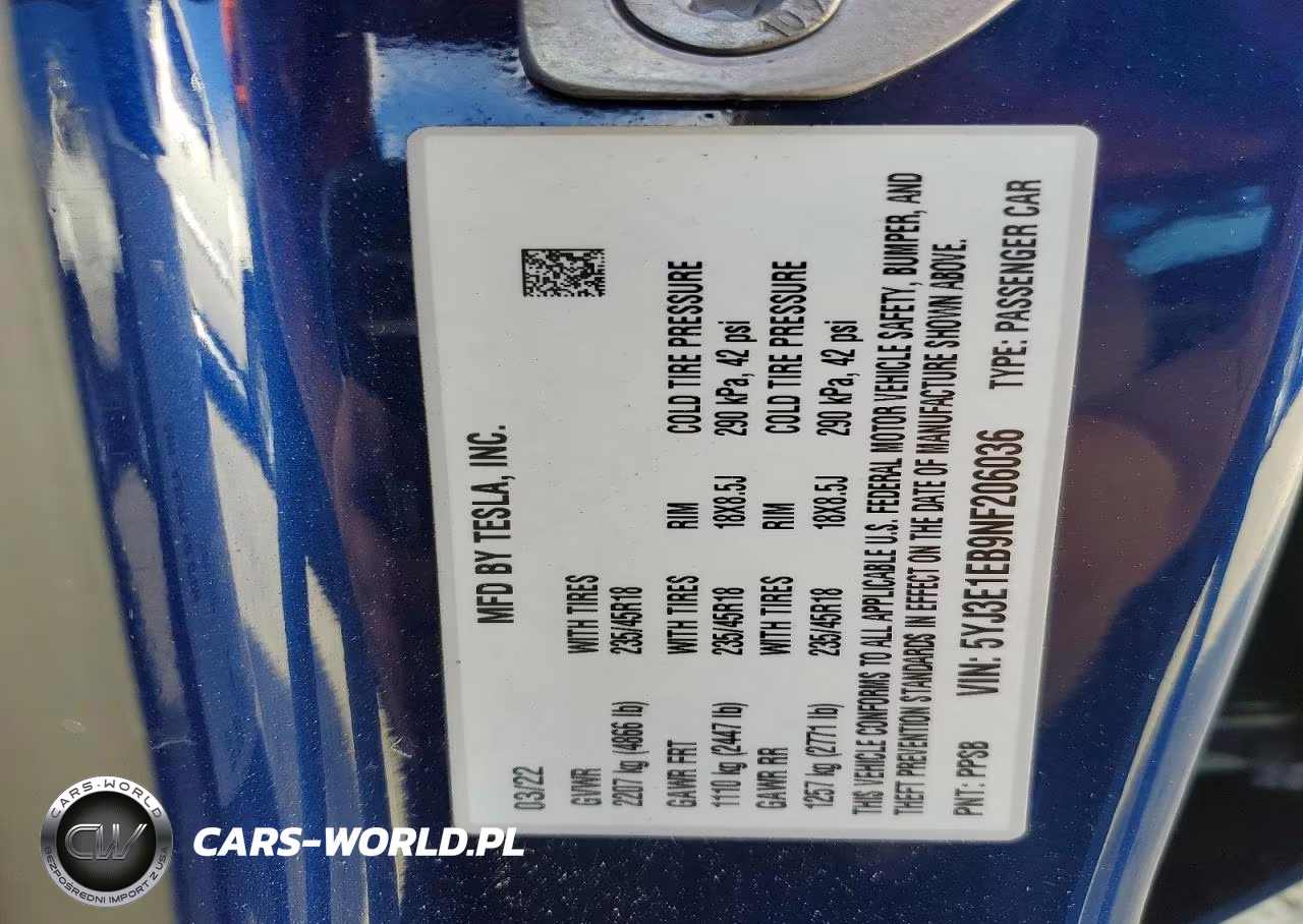 2022 Tesla Model 3 VIN:5YJ3E1EB9NF206036 - 13