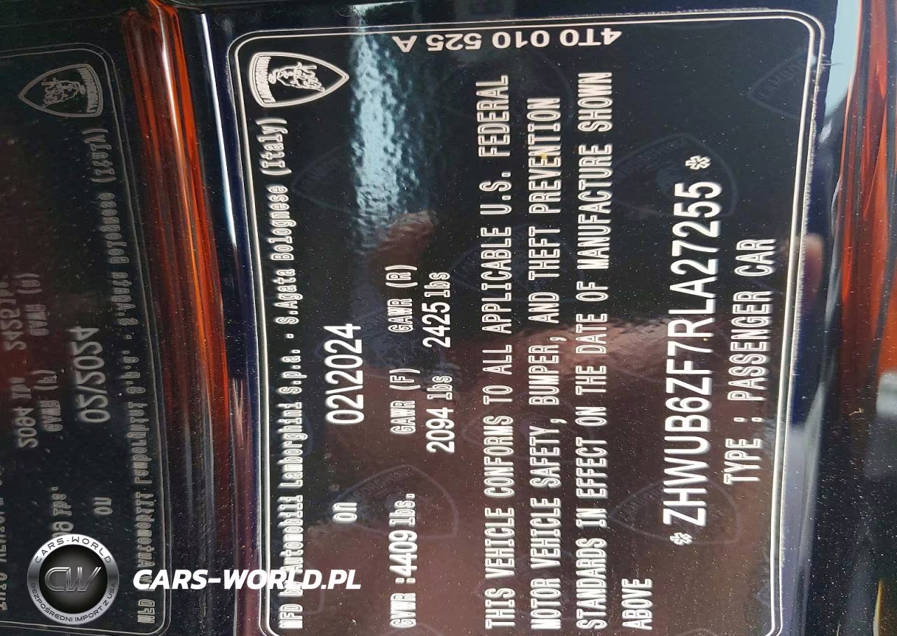 2024 Lamborghini Huracan Tecnica VIN:ZHWUB6ZF7RLA27255 - 12