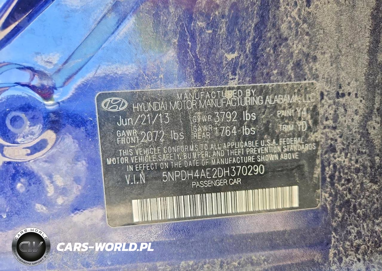 2013 Hyundai Elantra Gls VIN:5NPDH4AE2DH370290 - 12