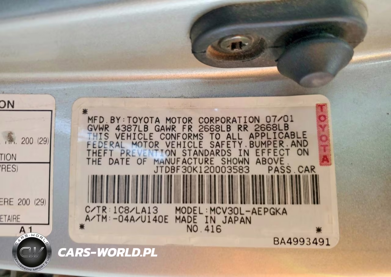 2002 Toyota Camry Xle V6 VIN:JTDBF30K120003583 - 12