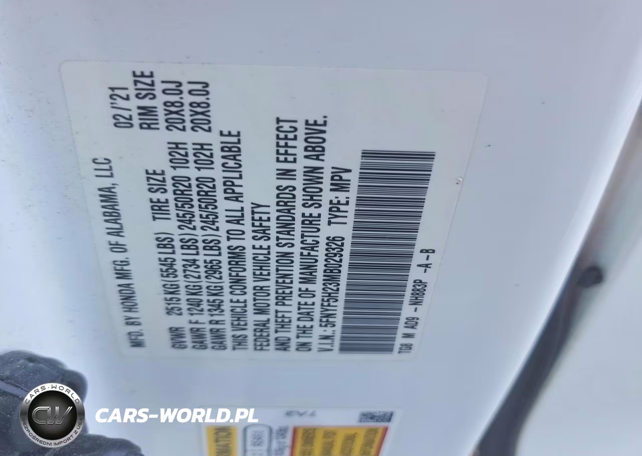 2021 Honda Pilot Se VIN:5FNYF5H23MB029326 - 13