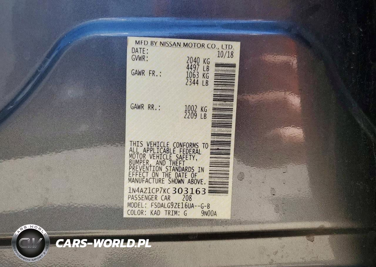 2019 Nissan Leaf Sl VIN:1N4AZ1CP7KC303163 - 12