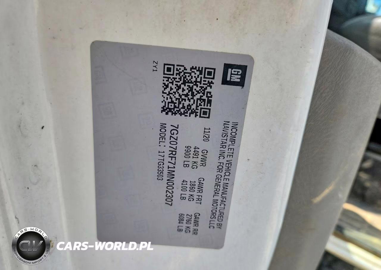 2021 GMC Savana Cutaway G3500 VIN:7GZ07RF71MN002307 - 14